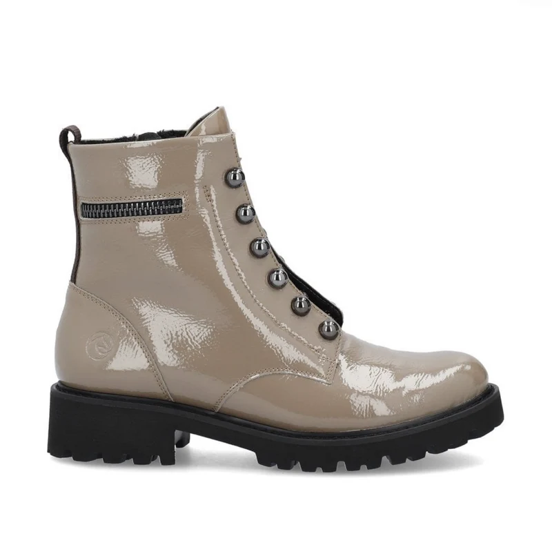 Remonte Damen-Stiefelette aus Lackleder mit Fleecefutter - Beige