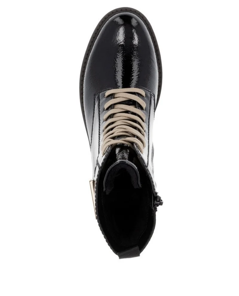 Remonte Damen-Stiefelette aus Lackleder mit Fleecefutter - Schwarz