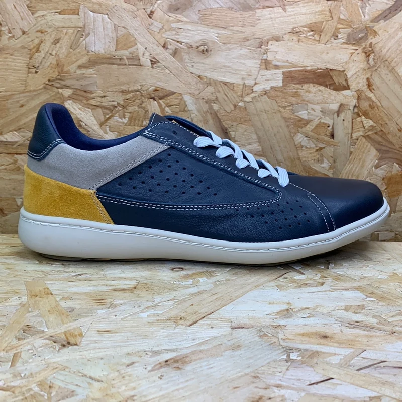 On Foot Herren-Ledersneaker – Marineblau
