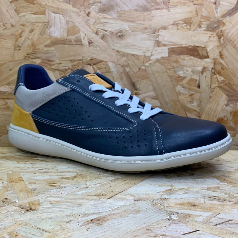 On Foot Herren-Ledersneaker – Marineblau