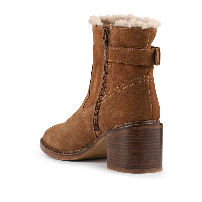 Mavis Leather Buckled Ankle Boots - MAVIS / 327 862 - Tan Suede