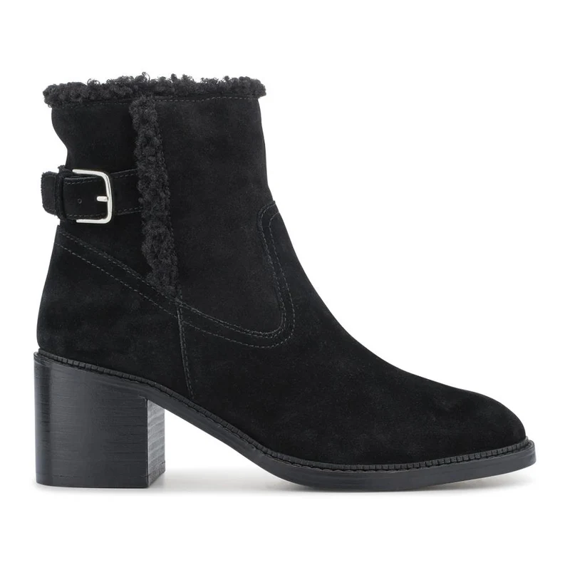 Mavis Leather Buckled Ankle Boots - MAVIS / 327 862 - Black Suede