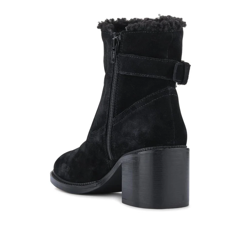 Mavis Leather Buckled Ankle Boots - MAVIS / 327 862 - Black Suede