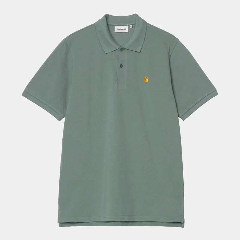 Carhartt WIP Kurzarm-Poloshirt Chase Piqué für Herren - Silberne Kiefer