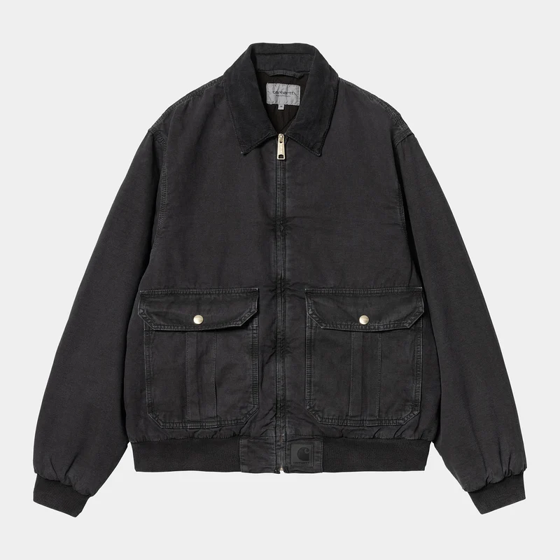 Carhartt WIP Herren Stanton Stone Dyed Jacke - Schwarz