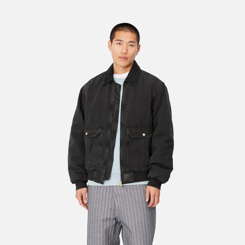 Carhartt WIP Herren Stanton Stone Dyed Jacke - Schwarz