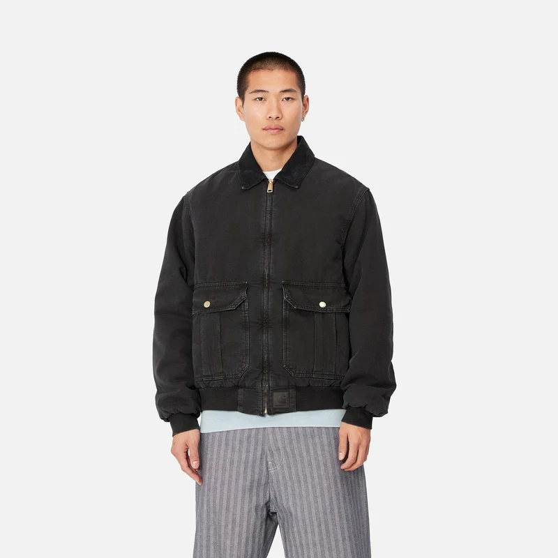 Carhartt WIP Herren Stanton Stone Dyed Jacke - Schwarz