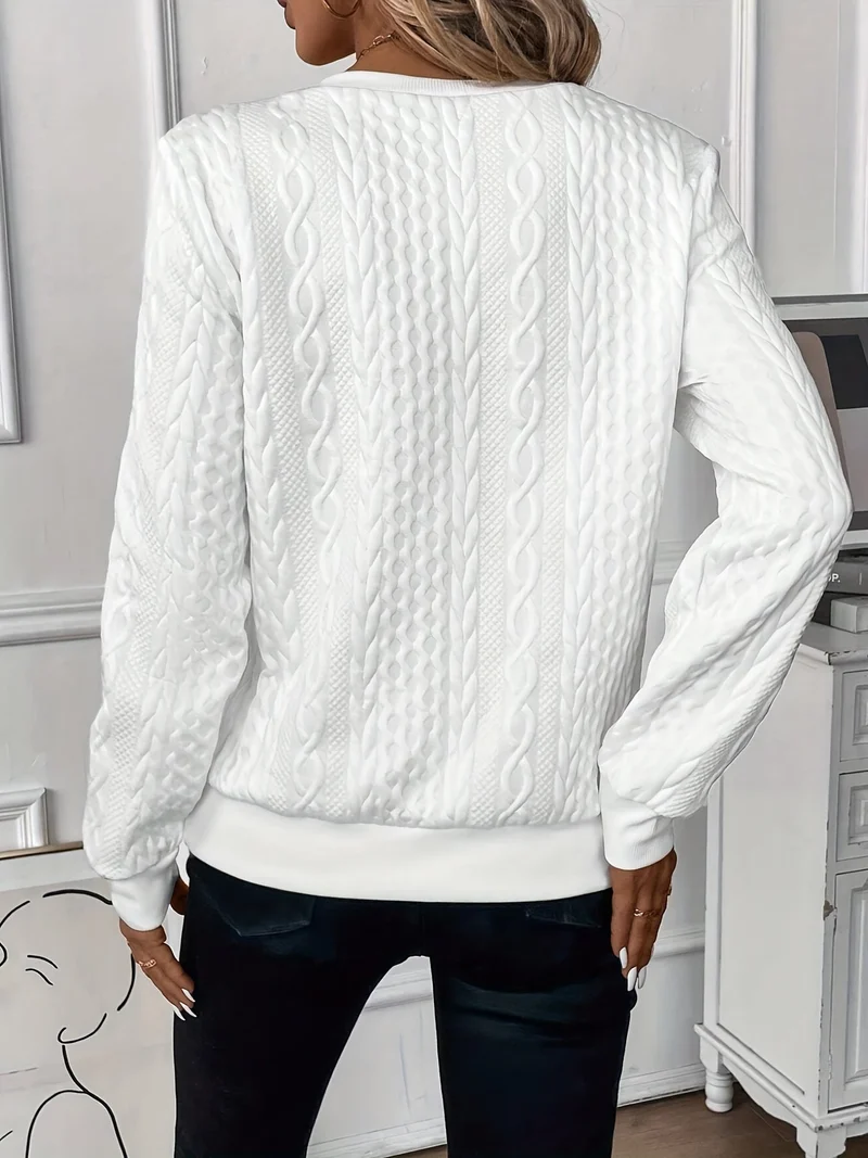Jana | Eleganter Zopfstrickpullover Mit Reißverschlusskragen