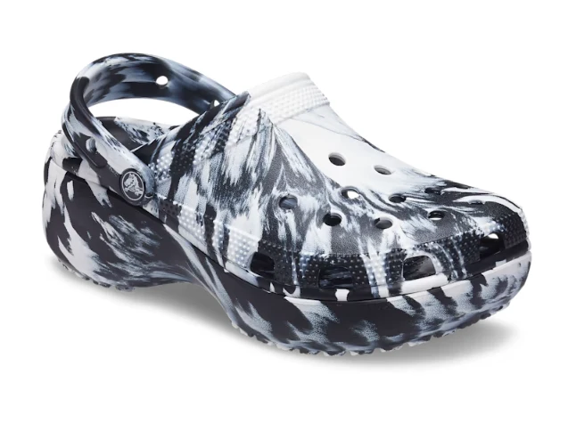 Crocs Unisex Classic Plateau Clog - Schwarz / Weiß