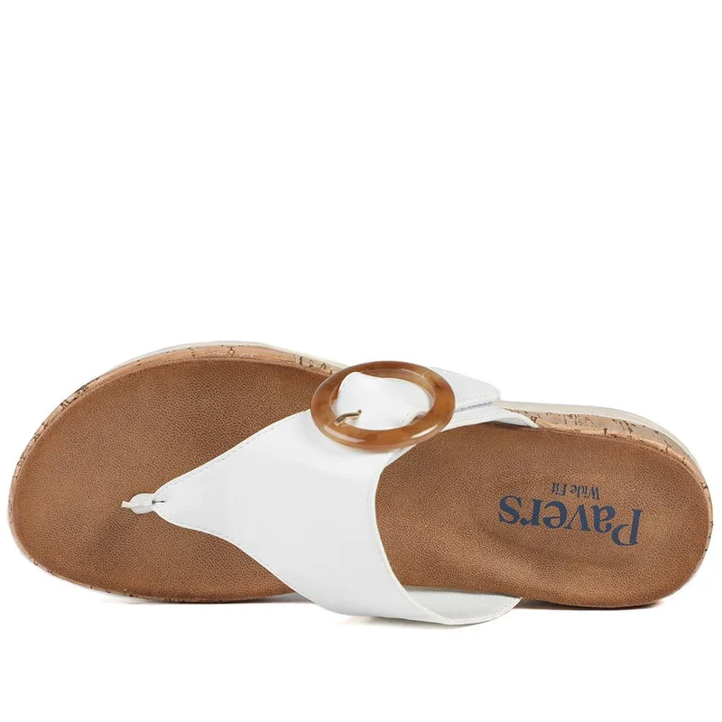 Wide Fit Comfort Toe Post Sandals - BAIZH43054 / 329 377 - White