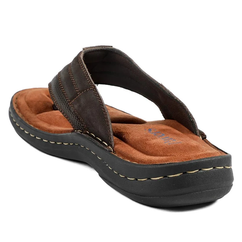 Leather Slip On Sandals - AATRA43002 / 328 935 - Dark Brown