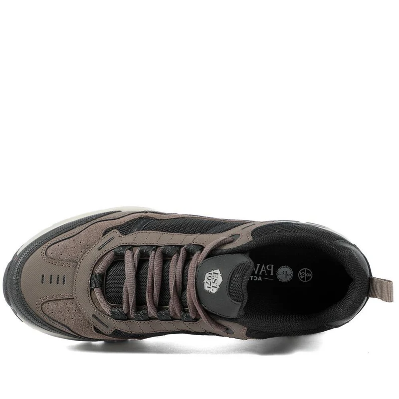 Extra Wide Leather Memory Foam Lace Up Trainers - BOJIE43019 / 329 260 - Brown