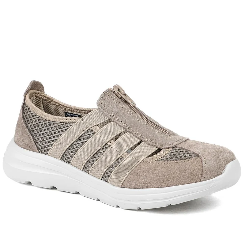 Wide Fit Leather Memory Foam Trainers - BRK43032 / 329 266