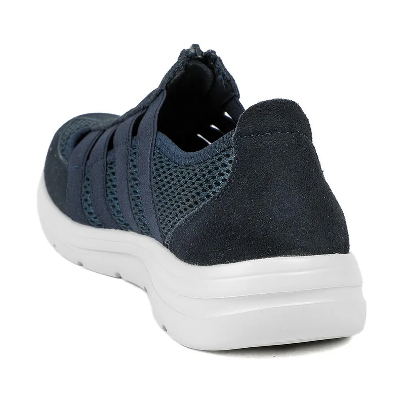 Wide Fit Leather Memory Foam Trainers - BRK43032 / 329 266 - Navy