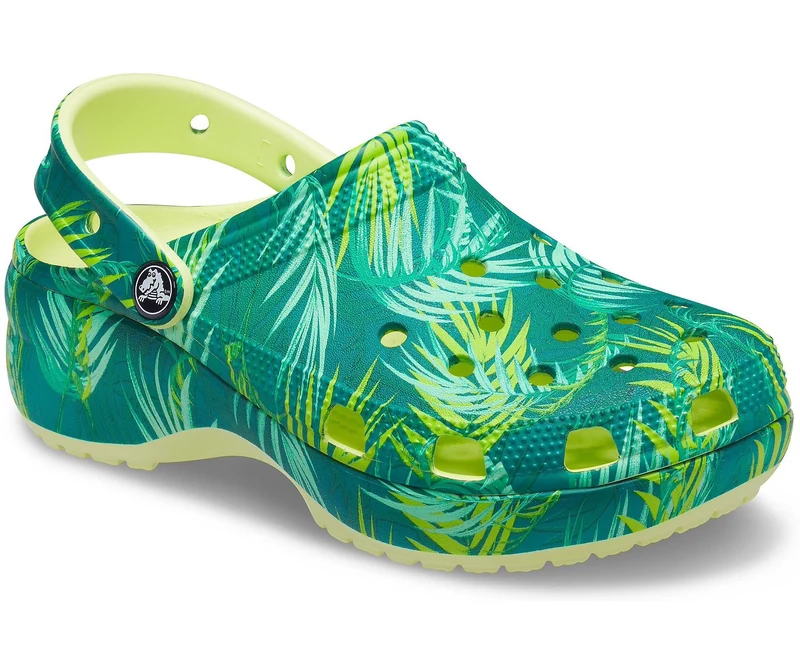 Crocs Klassischer Plateau-Clog für Damen - Tropisch / Grün