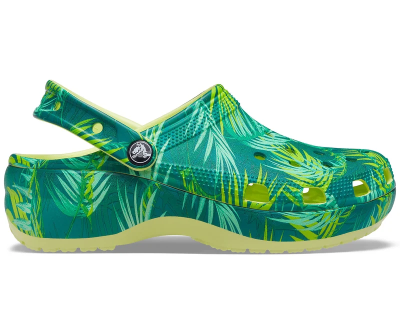 Crocs Klassischer Plateau-Clog für Damen - Tropisch / Grün