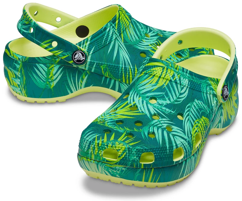 Crocs Klassischer Plateau-Clog für Damen - Tropisch / Grün