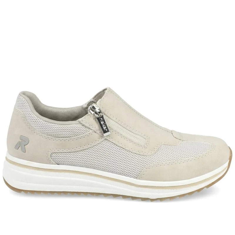 Rieker Leather Zip & Lace Trainers - RKR43524 / 328 765 - Beige