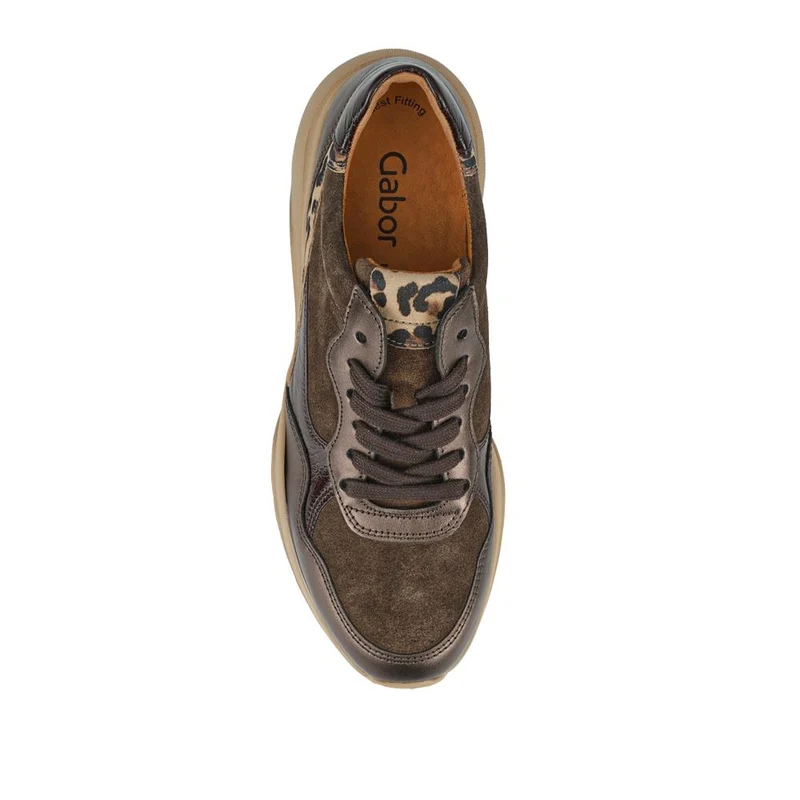 Widow Leather Lace-Up Trainers - GAB42509 / 327 748 - Dark Brown Multi