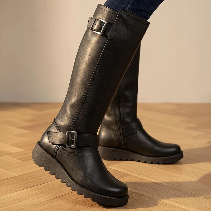 Darlene Leather Long Boots - DARLENE / 325 920 - Black