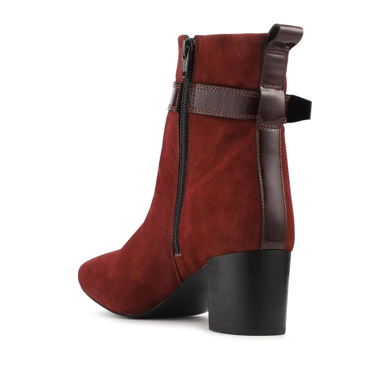 Nia Leather Buckle-Fasten Boots - NIA / 328 089 - Dark Red Suede