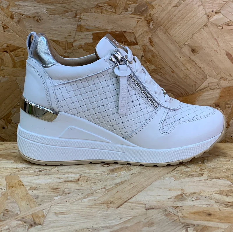 Carmela Modische Keilsneaker aus Leder für Damen – Weiß