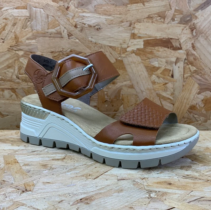 Rieker Modische Keilsandalette für Damen – Braun