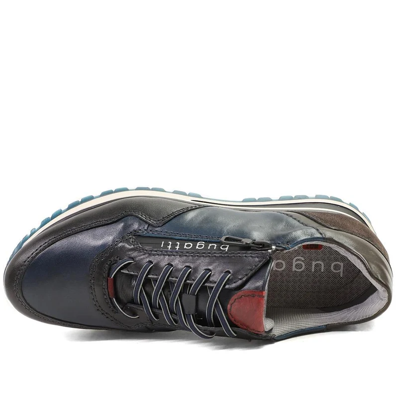 Bugatti Zip Fasten Leather Trainers - BUG42510 / 328 320 - Navy Multi