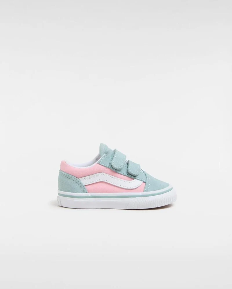 VANS Kleinkinder Old Skool V Sidewall Turnschuhe - Blaugrün / Rosa