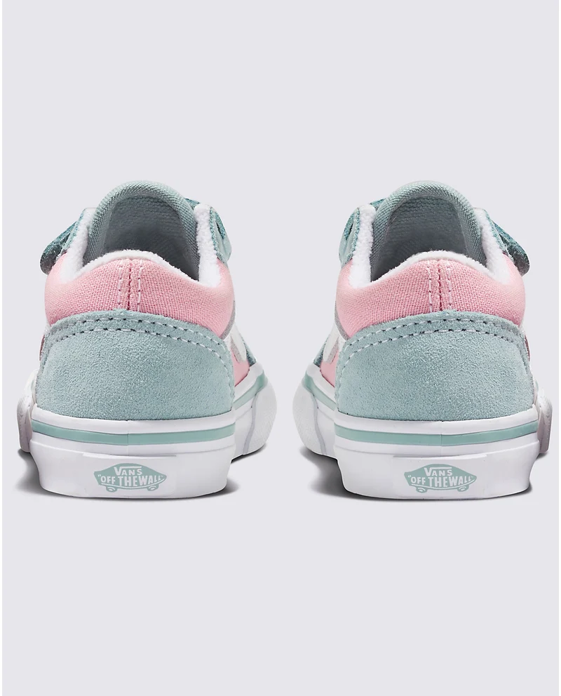 VANS Kleinkinder Old Skool V Sidewall Turnschuhe - Blaugrün / Rosa