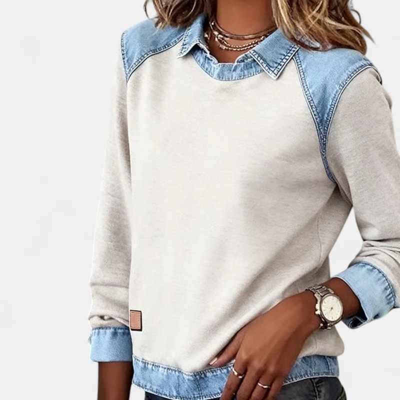 Elena | Eleganter Langarm Sweatshirt Für Stilvolle Alltagslooks