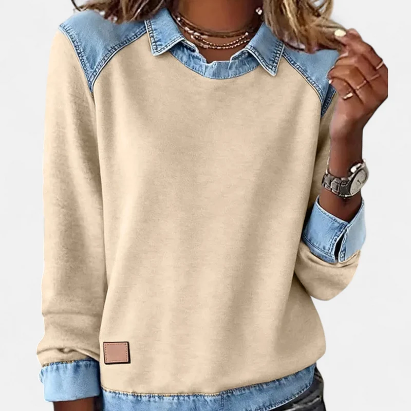Elena | Eleganter Langarm Sweatshirt Für Stilvolle Alltagslooks