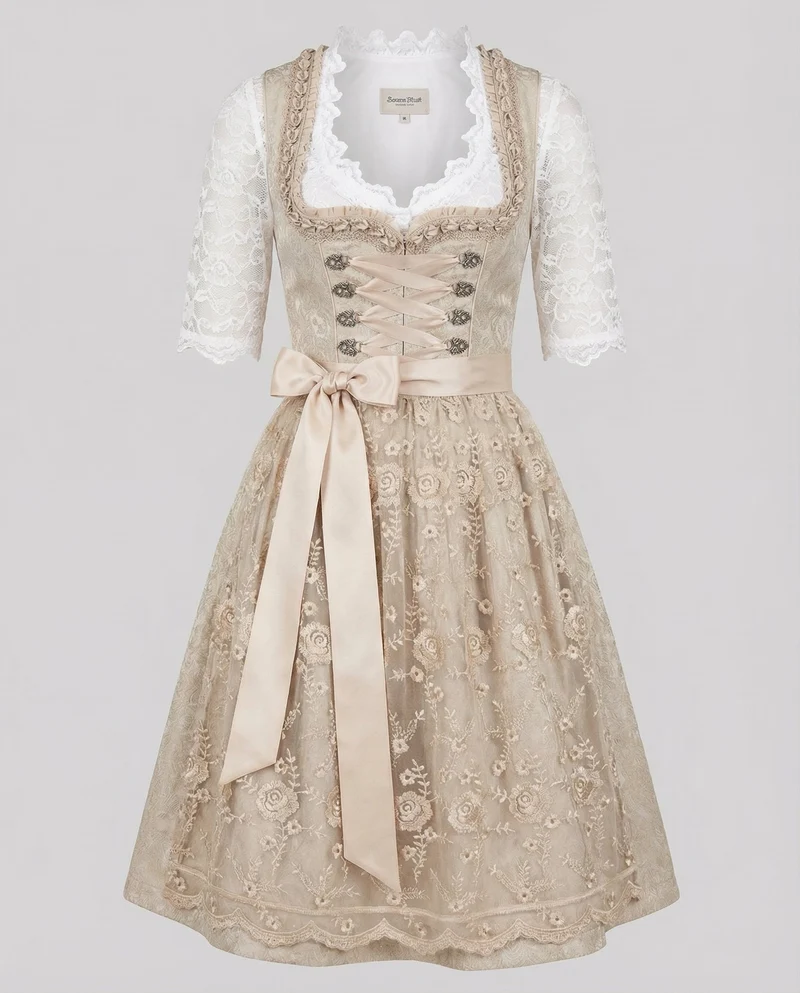 Annett | Romantisches Blumen-Dirndl Kleid Mit Spitzenbluse Für Das Oktoberfest