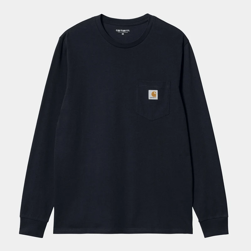 Carhartt WIP Herren-T-Shirt mit langen Ärmeln und Taschen – Dunkelblau