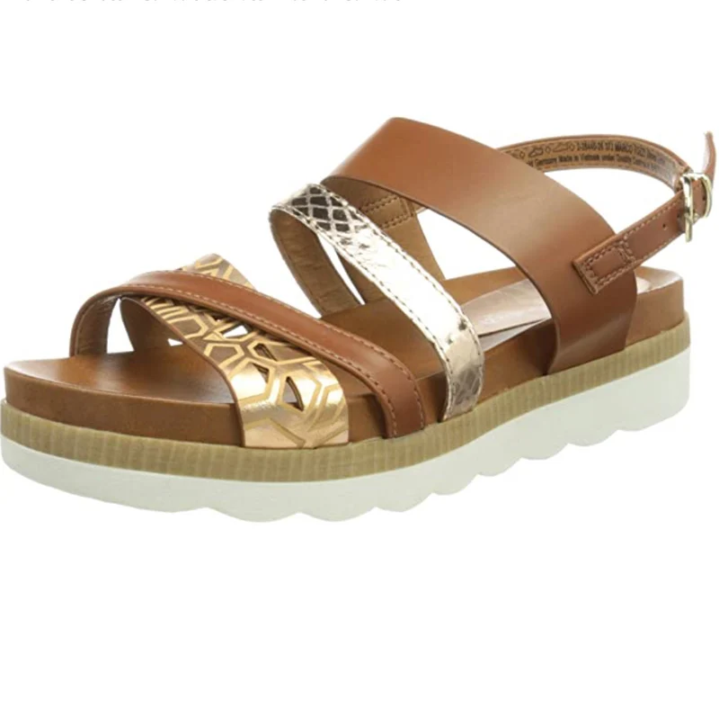 Marco Tozzi Modische Damen-Riemensandalen – Cognac