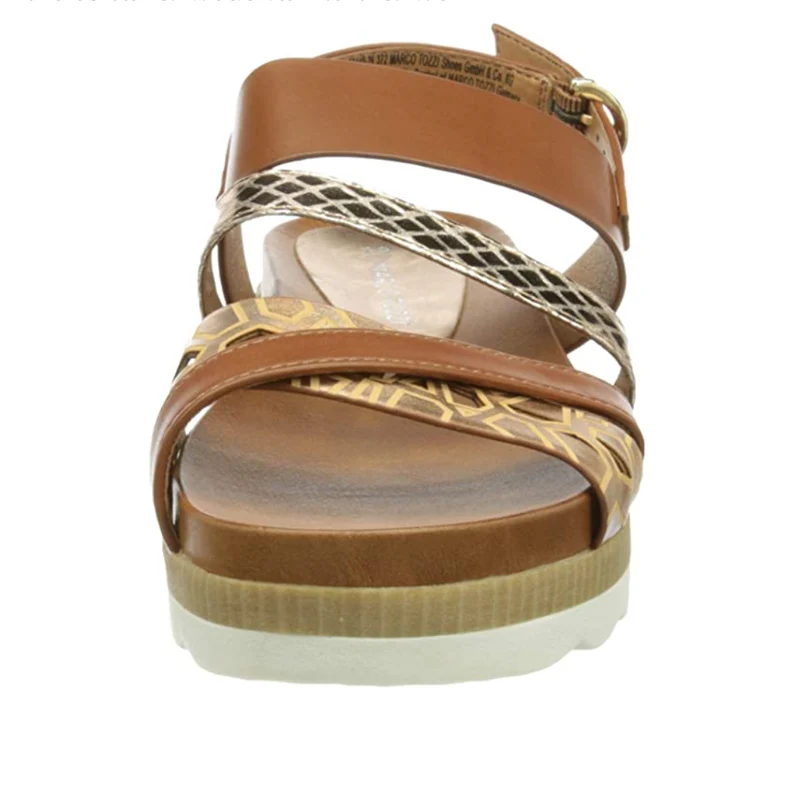 Marco Tozzi Modische Damen-Riemensandalen – Cognac