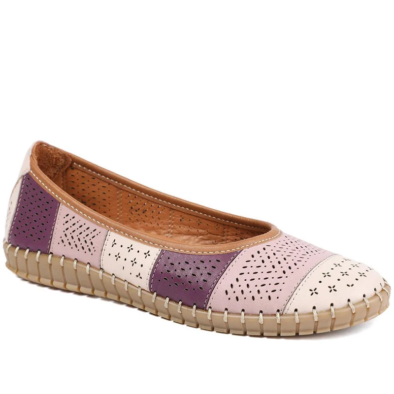 Bellissimo Leather Laser Cut Pumps - BELMET43008 / 329 220 - Lilac Multi