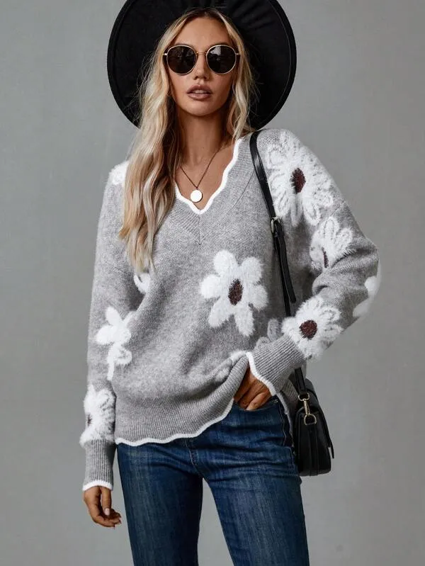 Maja | Stilvoller Und Eleganter Blumenpullover Für Damen