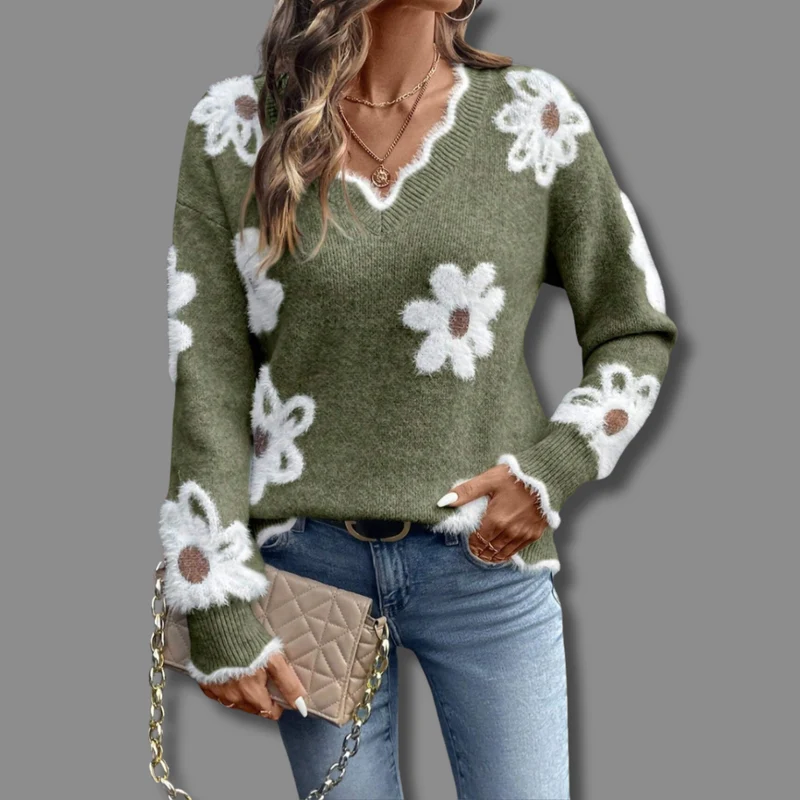 Maja | Stilvoller Und Eleganter Blumenpullover Für Damen