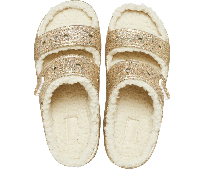 Crocs Unisex Classic Cozzzy Glitter Sandale – Multi / Gold