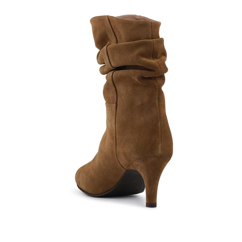 Kathryn Slouch Leather Ankle Boots - KATHRYN / 328 085 - Tan Suede