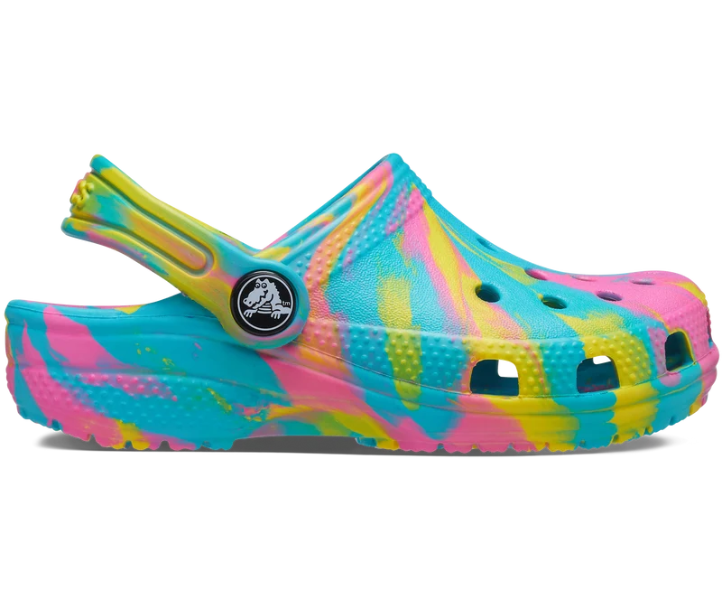 Crocs Klassischer marmorierter Kinder-Clog – Digital Aqua
