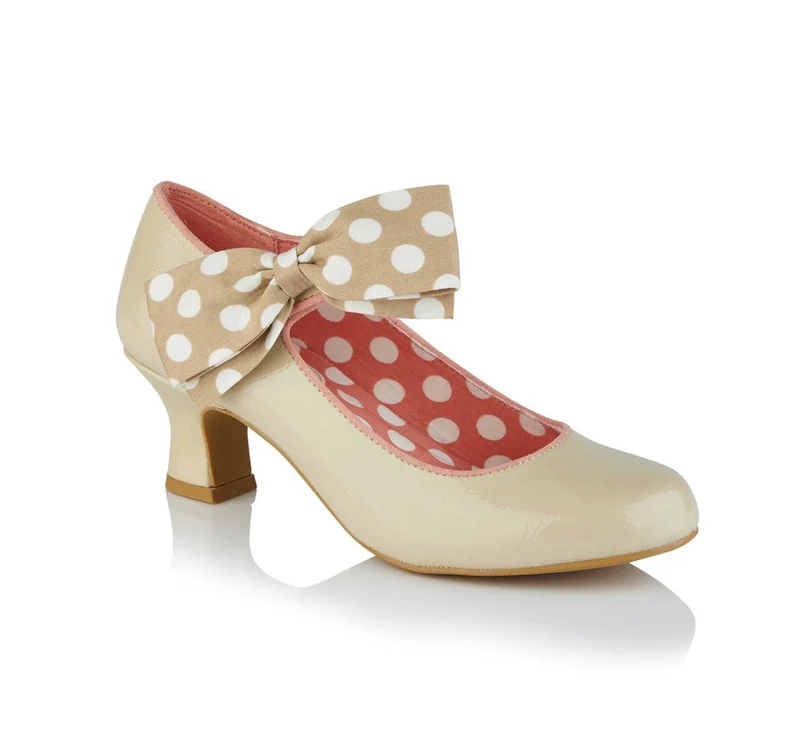 Ruby Shoo – Trixie mit cremefarbenen Punkten – Schuh mit mittelhohem Absatz und Knöchelriemen