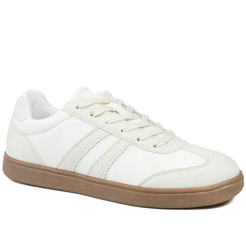 Bellissimo Lace Up Trainers - BELDINGX43008 / 329 349 - White-Beige