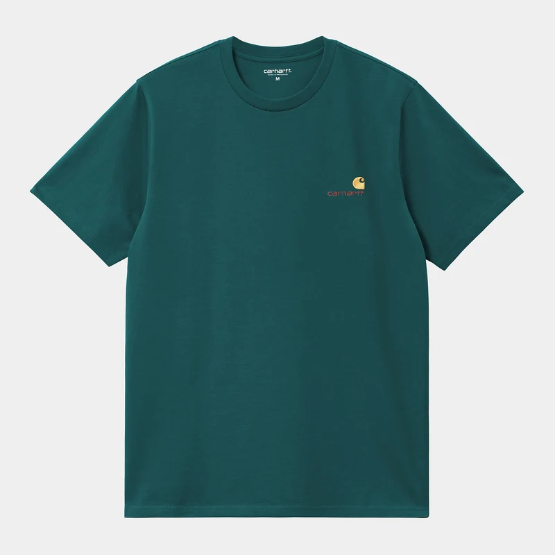 Carhartt WIP Herren Kurzarm American Script T-Shirt - Malachit