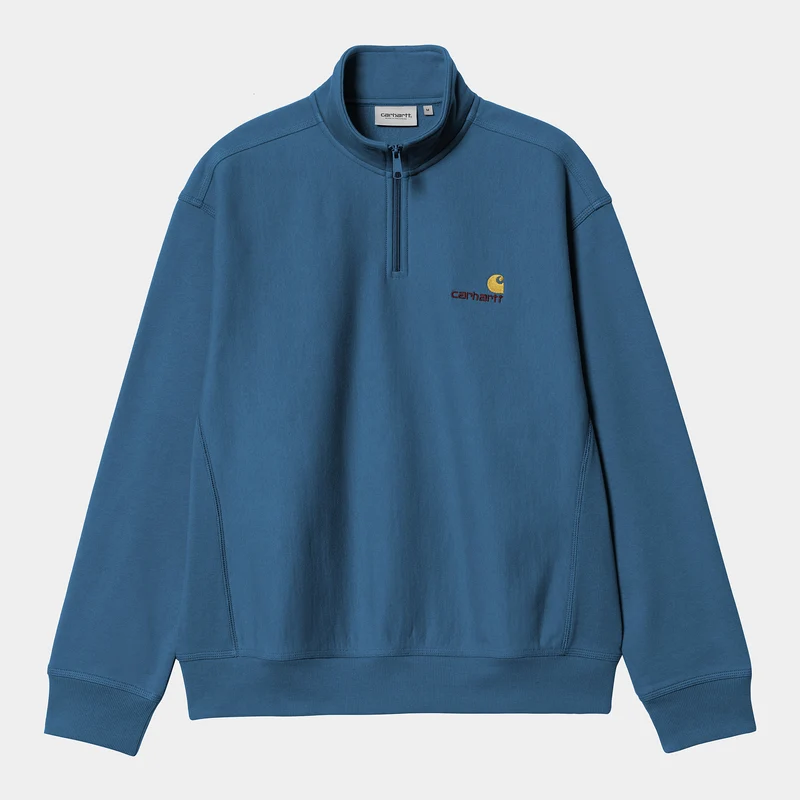Carhartt WIP Herren Halb-Zip-Reißverschluss American Script Sweatshirt - Sodalite