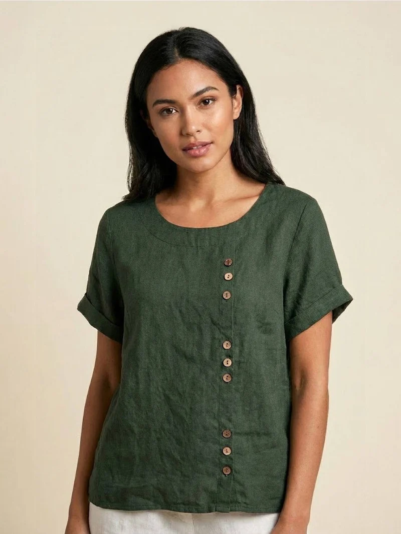 Olivia | Luftige Leinenbluse Mit Knopfdetails