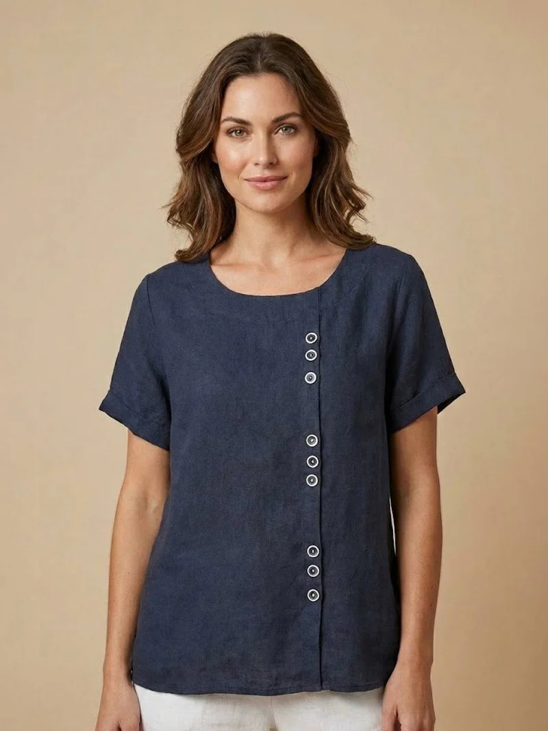Olivia | Luftige Leinenbluse Mit Knopfdetails