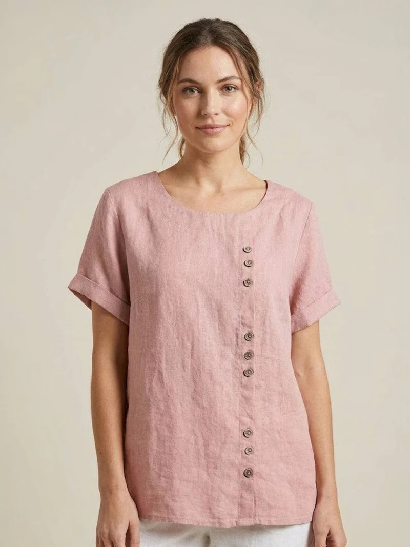 Olivia | Luftige Leinenbluse Mit Knopfdetails