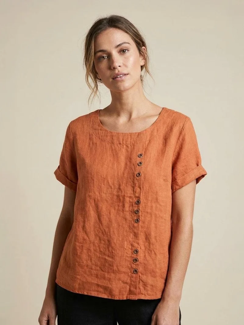 Olivia | Luftige Leinenbluse Mit Knopfdetails